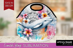 Beluga Floral Lunch Bag Tropical Lunch Bug PNG Sublimation Product Image 1