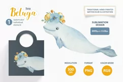 Watercolor Sea Beluga. Cute Animal. Individual element PNG. Product Image 1