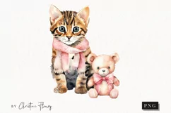 Valentine Bengal Cat PNG | Valentine's Day Clipart Product Image 1