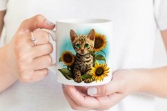 Kitten With Sunflowers Sublimation | Cute Bengal Baby Cat Product Image 3