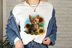 Kitten With Sunflowers Sublimation | Cute Bengal Baby Cat Product Image 4