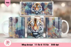 Bengal Tiger Mug Wrap Sublimation Designs, 3d Mug, Tiger Png