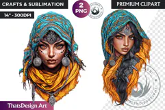 Berber Tuareg Woman Clipart, Sahara Nomad Moroccan girl Product Image 1
