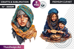 Berber Tuareg Woman Clipart Set, Sahara Nomad girl Product Image 1