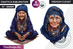 Berber Tuareg Woman Clipart Set, Sahara Nomad girl Product Image 1