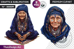 Berber Tuareg Woman Clipart, Sahara Nomad Moroccan girl Product Image 1