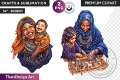 Berber Tuareg Woman Clipart, Sahara Nomad Moroccan girl Product Image 1