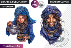 Berber Tuareg Woman Clipart, Sahara Nomad girl Product Image 1