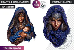 Berber Tuareg Woman Clipart, Sahara Nomad Moroccan girl Product Image 1