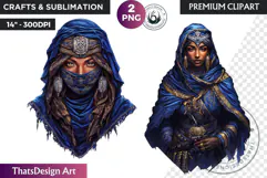 Berber Tuareg Woman Clipart, Sahara Nomad Moroccan girl Product Image 1