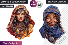 Berber Tuareg Woman Clipart Set, Sahara Nomad girl Product Image 1