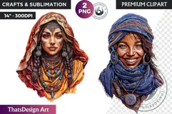 Berber Tuareg Woman Clipart, Sahara Nomad Moroccan girl Product Image 1