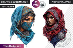 Berber Tuareg Woman Clipart, Sahara Nomad Moroccan girl Product Image 1