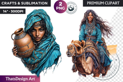 Berber Tuareg Woman Clipart Set, Sahara Nomad girl Product Image 1