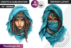 Berber Tuareg Woman Clipart, Sahara Nomad Moroccan girl Product Image 1