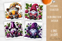 Cute berry gnome square coaster Sublimation PNG Product Image 1