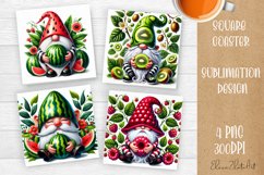 Cute berry gnome square coaster Sublimation PNG Product Image 1
