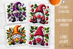 Cute berry gnome square coaster Sublimation PNG Product Image 1