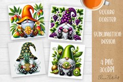 Cute berry gnome square coaster Sublimation PNG Product Image 1