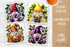 Cute berry gnome square coaster Sublimation PNG Product Image 1