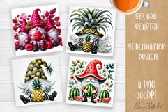 Cute berry gnome square coaster Sublimation PNG Product Image 1