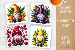 Cute berry gnome square coaster Sublimation PNG Product Image 1
