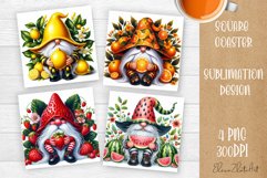 Cute berry gnome square coaster Sublimation PNG Product Image 1