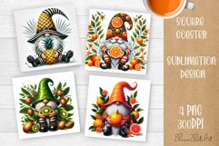 Cute berry gnome square coaster Sublimation PNG Product Image 1