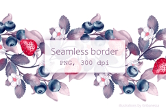 Berry &amp; Leaf Seamless Border - PNG Product Image 2