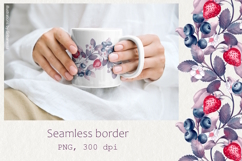 Berry &amp; Leaf Seamless Border - PNG Product Image 1
