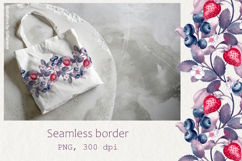 Berry &amp; Leaf Seamless Border - PNG Product Image 3