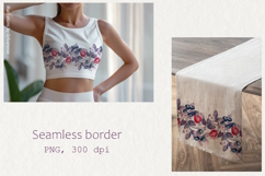 Berry &amp; Leaf Seamless Border - PNG Product Image 4