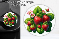 Strawberry car coaster sublimation | Summer round coaster Product Image 1