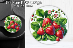 Strawberry car coaster sublimation | Summer round coaster Product Image 1