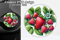 Strawberry car coaster sublimation | Summer round coaster Product Image 1