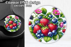 Strawberry car coaster sublimation | Summer round coaster Product Image 1