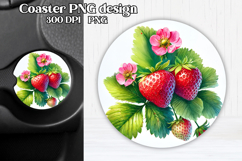 Strawberry car coaster sublimation | Summer round coaster Product Image 1