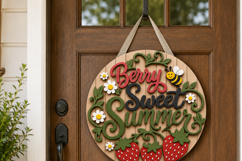Summer Door Hanger SVG | Laser Cut Round Porch Sign Bundle Product Image 10