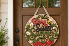 Berry Sweet Summer Sign - SVG Laser Door Hanger Cut Files Product Image 2