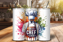 Best Chef Ever Tumbler Wrap PNG, Chef Sublimation Design Product Image 1