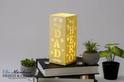 Cute Paper cut Lantern design as a gift for Father’s day, Dad birthday, Centerpiece and a gift from daughter or son to make your Daddy happy! Lantern with quote: my Dad my Hero with tools.