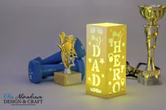 Cute Paper cut Lantern design as a gift for Father’s day, Dad birthday, Centerpiece and a gift from daughter or son to make your Daddy happy! Lantern with quote: my Dad my Hero with tools.