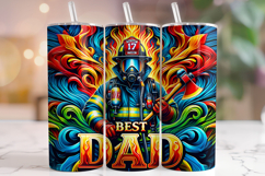 Best Dad Firefighter Tumbler Wrap PNG, Fireman Tumbler PNG Product Image 1
