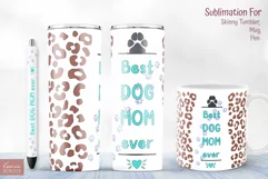 best dog mom ever sublimation with leopard print for tumbler and mug and pen2