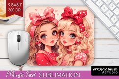 Valentine Girl Mouse Pad Sublimation - BFF Mousepad PNG Product Image 1