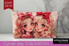 Valentine Girl Cosmetic Bag - BFF Makeup Bag PNG Sublimation Product Image 1