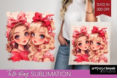 Valentine Girl Tote Bag - BFF Tote Bag PNG Sublimation Product Image 1