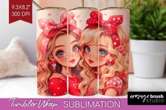 Valentine Girl Tumbler Wrap - BFF Tumbler PNG Sublimation Product Image 1