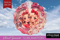 Valentine Girl Wind Spinner Sublimation PNG - BFF Round Product Image 1