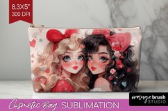 Valentine Girl Cosmetic Bag - BFF Makeup Bag PNG Sublimation Product Image 1